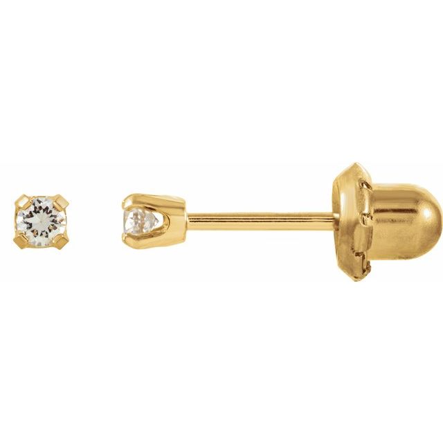 14K Yellow 2 mm Imitation White Cubic Zirconia Inverness® Piercing Earrings