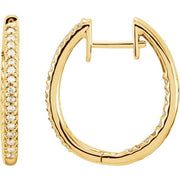 14K Yellow 1/4 CTW Natural Diamond Inside-Outside 20.8 mm Hoop Earrings