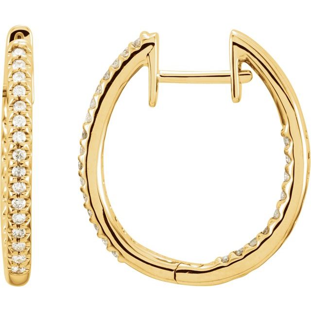 14K Yellow 1/4 CTW Natural Diamond Inside-Outside 20.8 mm Hoop Earrings