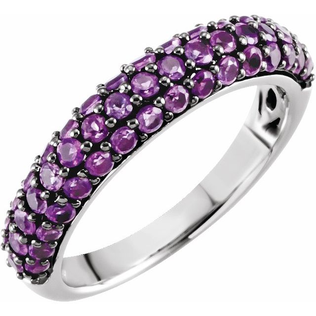 14K White Natural Amethyst Ring