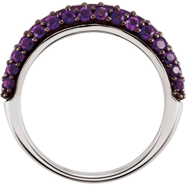 14K White Natural Amethyst Ring