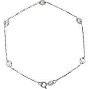 14K White Imitation White Cubic Zirconia 5-Station 7' Bracelet