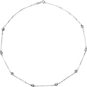 Sterling Silver 4 mm Round Imitation White Cubic Zirconia 8-Station 16' Necklace