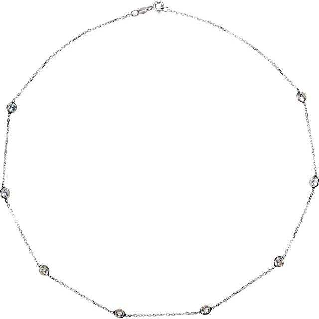 Sterling Silver 4 mm Round Imitation White Cubic Zirconia 8-Station 16' Necklace