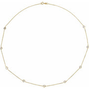 14k Yellow 4 Mm Round Imitation White Cubic Zirconia 9-station 18' Necklace