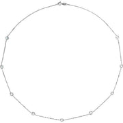 Sterling Silver 4 mm Round Imitation White Cubic Zirconia 9-Station 18' Necklace
