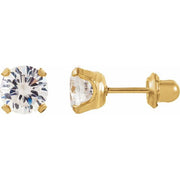 14K Yellow 3 mm Imitation White Cubic Zirconia Inverness® Piercing Earrings