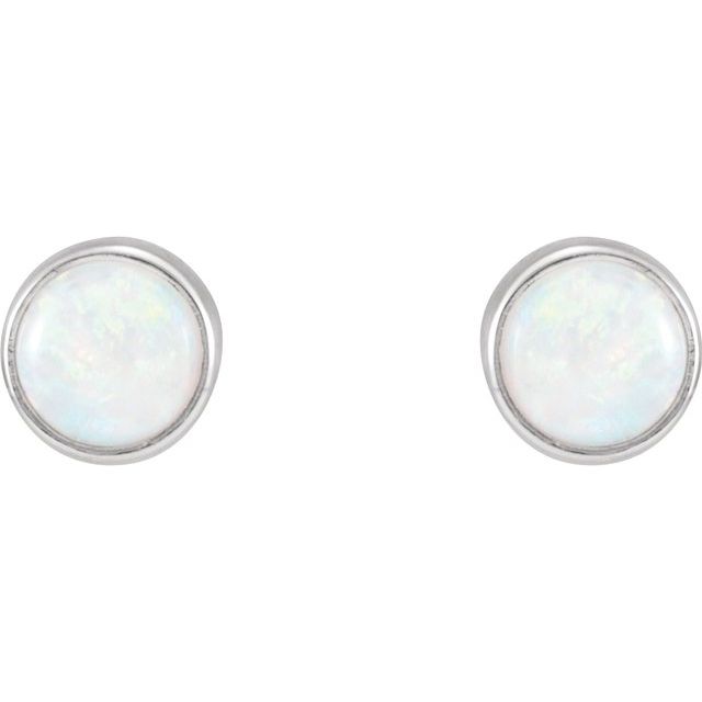 14K White Natural White Opal Earrings