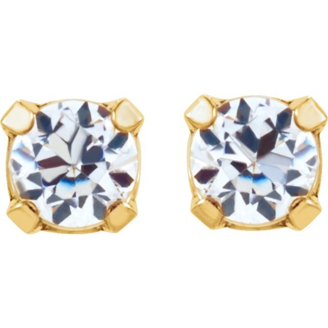 14K Yellow Gold-Plated 14K White 3 mm Imitation White Cubic Zirconia Inverness® Piercing Earrings