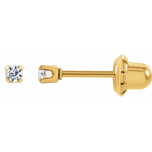 14K Yellow Gold-Plated 14K White 3 mm Imitation White Cubic Zirconia Inverness® Piercing Earrings