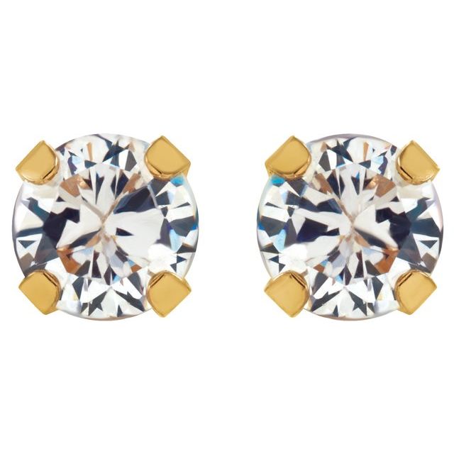 14K Yellow 4.25 mm Imitation White Cubic Zirconia Inverness® Piercing Earrings