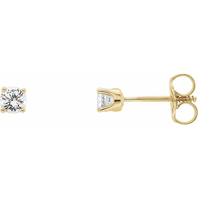 14k Yellow 1/5 Ctw Natural Diamond Youth Earrings