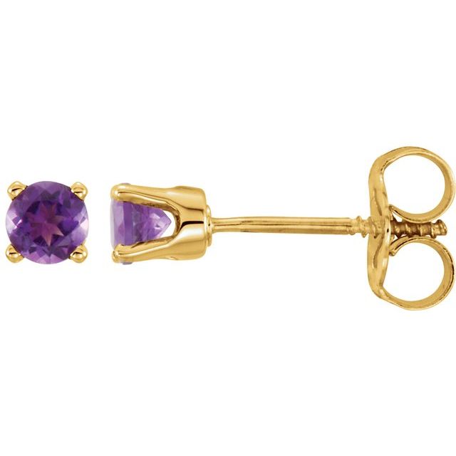 14K Yellow Natural Amethyst Youth Earrings