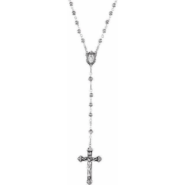 Sterling Silver Round Fluted Bead 21' Rosary