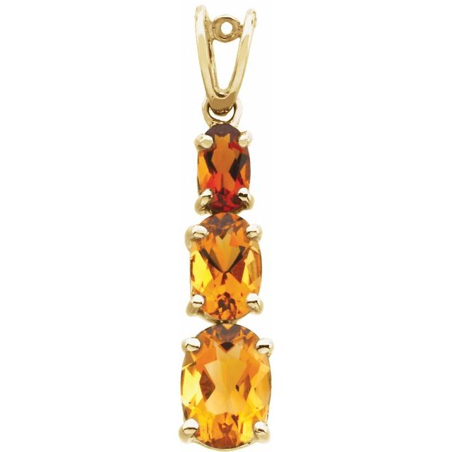 14K Yellow Natural Citrine & Natural Madeira Citrine Pendant