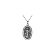 Sterling Silver 29x20 mm Oval Miraculous Medal 24' Necklace