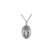 Sterling Silver 28.5x17.75 mm Oval Miraculous Medal 24' Necklace