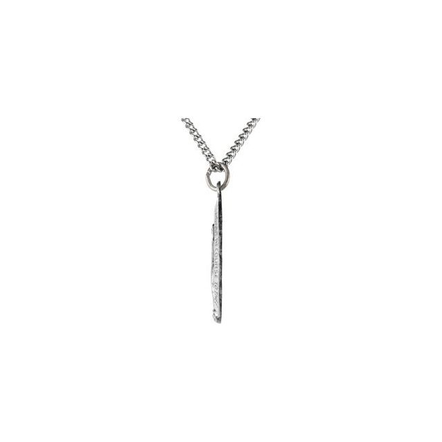 Sterling Silver 29x20 mm Oval Miraculous Medal 24' Necklace