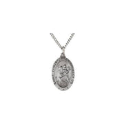 Sterling Silver 24x16 mm Oval St. Christopher 24' Necklace