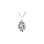 Sterling Silver 21.5x14.5 mm Oval St. Christopher 18' Necklace