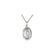 Sterling Silver 15x11 mm Oval St. Christopher 18' Necklace