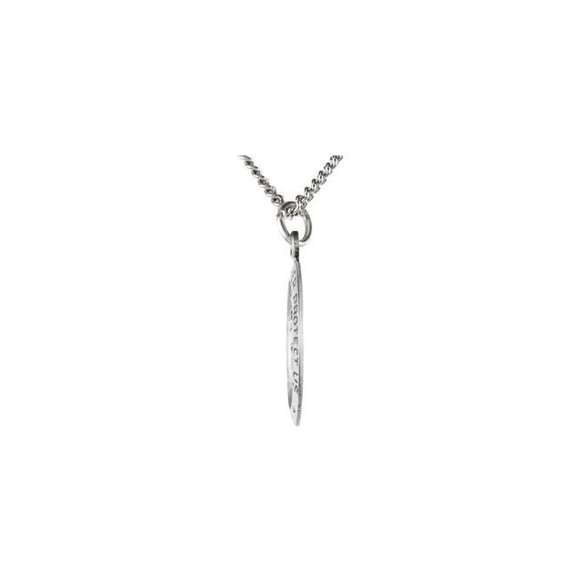 Sterling Silver 15x11 mm Oval St. Christopher 18' Necklace