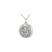 Sterling Silver 22 Mm St. Michael Medal 24' Necklace
