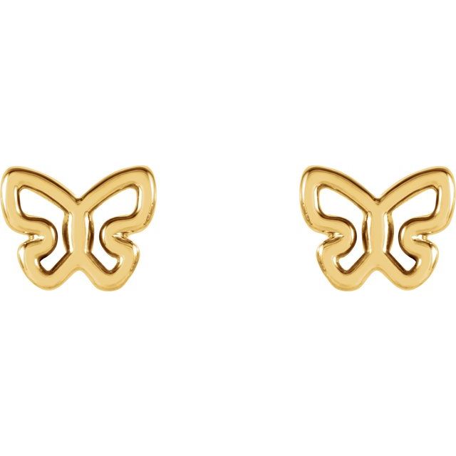 14K Yellow Butterfly Earrings