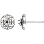 14K White 2 mm Round Filigree Earring Mountings