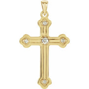 14k Yellow 1/5 Ctw Natural Diamond Cross Pendant