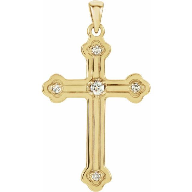 14k Yellow 1/5 Ctw Natural Diamond Cross Pendant