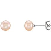 Sterling Silver 5-6 mm Cultured Pink Freshwater Pearl Earrings