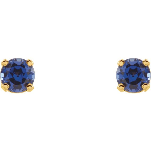 14k Yellow Natural Blue Sapphire Youth Earrings