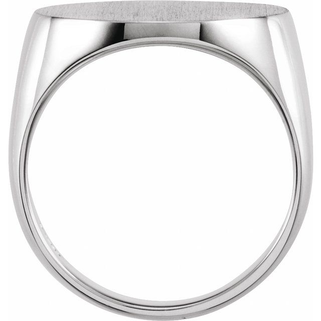 14K White Oval Signet Ring