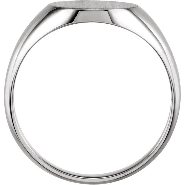 14K White Oval Signet Ring