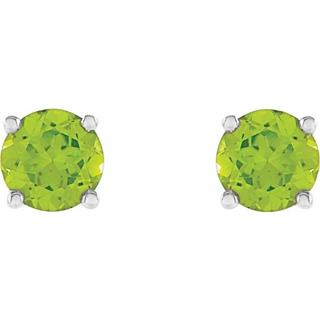 14K White 5 mm Natural Peridot Earrings