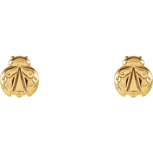 14K Yellow Ladybug Earrings