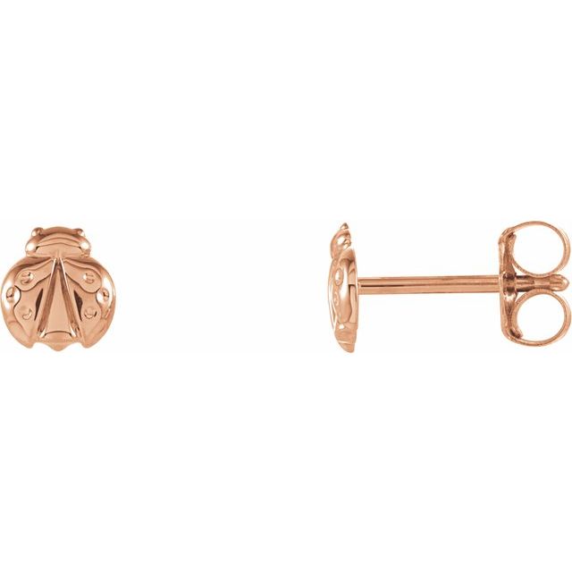 14K Rose Ladybug Earrings