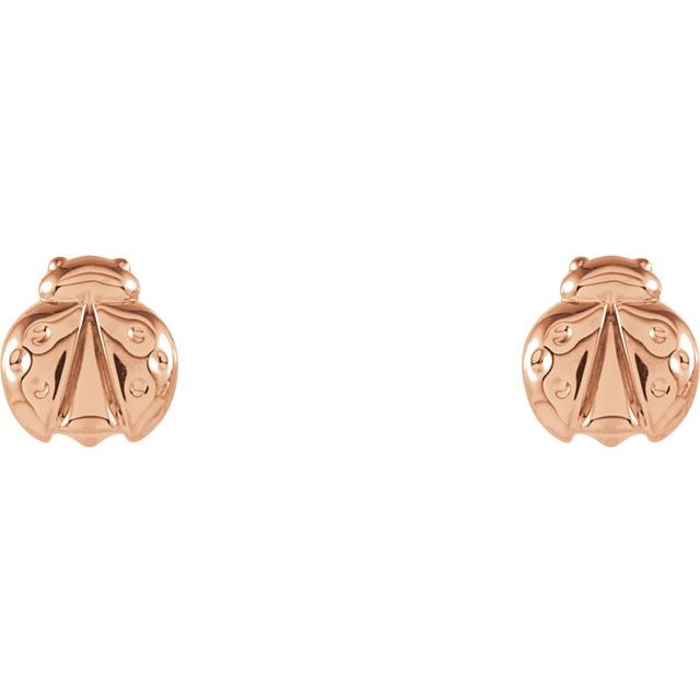 14K Rose Ladybug Earrings