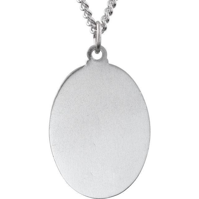 Sterling Silver 26x20 mm Blue Enamel St. Christopher Medal 24' Necklace