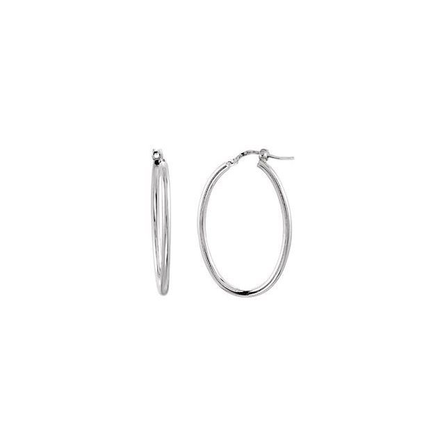 Sterling Silver 24x18 mm Tube Hoop Earrings