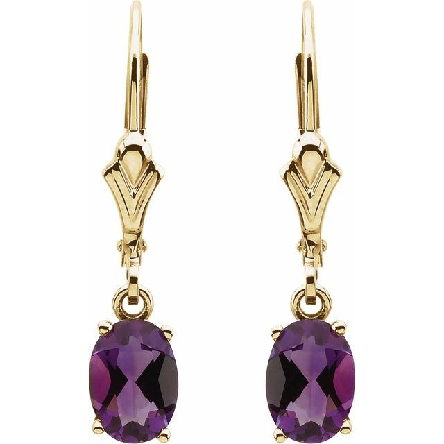 14K Yellow Natural Amethyst Earrings