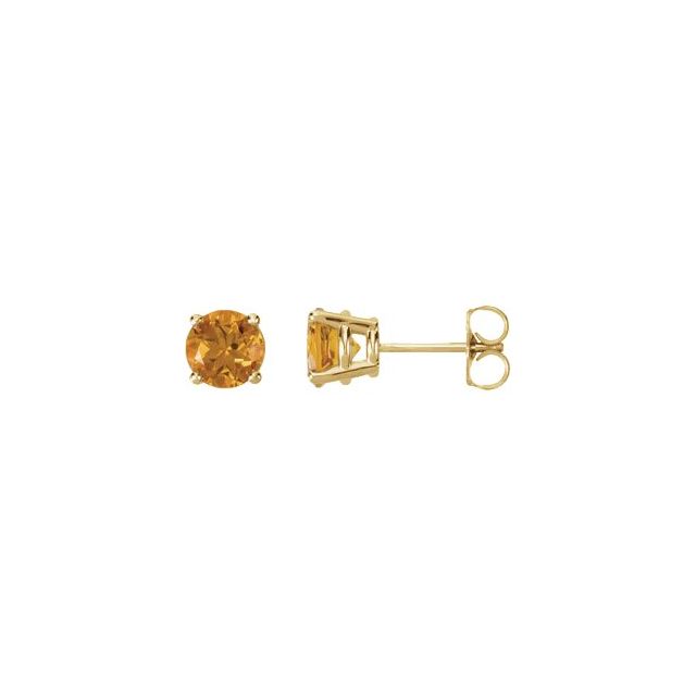 14K Yellow 6 mm Natural Citrine Earrings