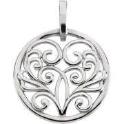 14K White Filigree Pendant