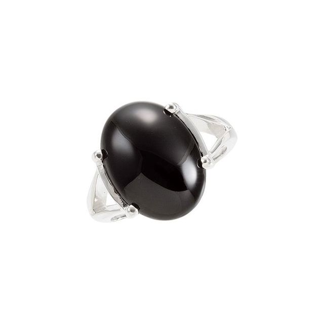 Sterling Silver Natural Black Onyx Ring