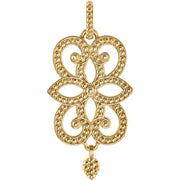 14K Yellow Floral Granulated Pendant