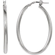 Sterling Silver 34x24 mm Tube Hoop Earrings