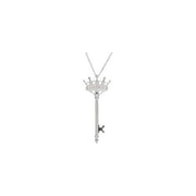 Sterling Silver 1/10 CTW Natural Diamond Crown Key 18' Necklace