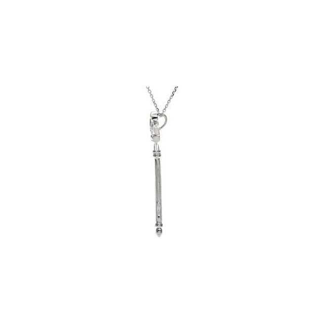 Sterling Silver 1/10 CTW Natural Diamond Crown Key 18' Necklace
