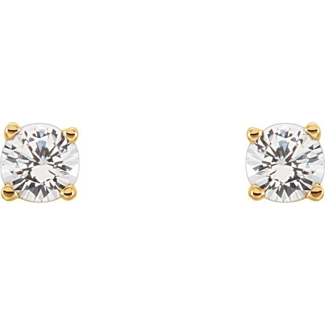 14k Yellow 1/5 Ctw Natural Diamond Youth Earrings